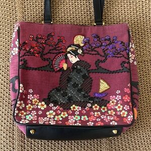 Vintage PREZZO Geisha Girl Beaded Embellished Collectible Handbag Shoulder